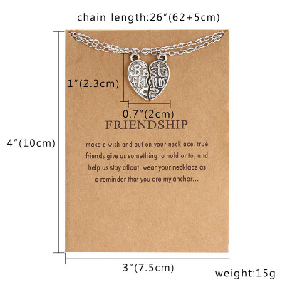 

Friendship Card Couple Necklace for Women&Men 2pcs LOVE YOU Broken Heart Pendant Paired Necklace Valentines Day Gift