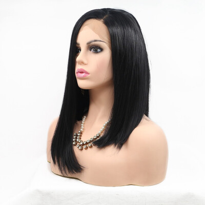 

Amazing Star Lace Frontal Long Bob Wig Synthetic Half Hand Tied Heat Resistant Wigs with Baby Hair Natural Color