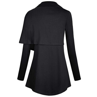 

Toponeto Womens Long Sleeve O-Neck With Buttons Irregular Hem Sweatshirt Blouse