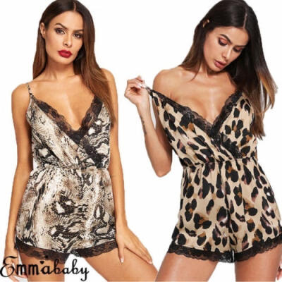 

AU Womens Satin Lace Sexy Nightie Romper Lingerie Sleepwear Nightdress Jumpsuit