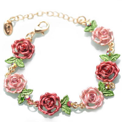 

Retro Cloisonne National Style Bracelet Women Alloy Jewelry Oversized Hand Cord Hot Gift