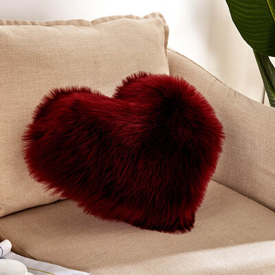 

Heart Shape Fluffy Faux Fur Plush Soft Sofa Chair Bed Room Decor Pillow Case Cushion Cover