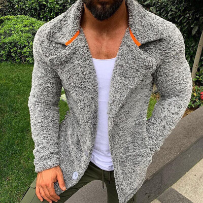 

Mens Solid Lapel Collar Button Loose Thick Coat Winter Warm Long Sleeve Outwear