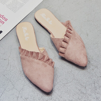 

Spring Korean version of single-shoe womens pointed lace flat shoes set a gentle wind soft-soled bag top slippers