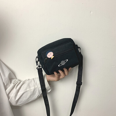

2019 new cartoon planet canvas small square bag temperament fashion chic Messenger bag female simple wild shoulder bag