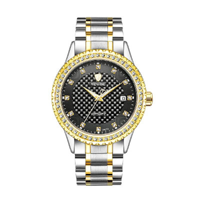 

TEVISE Men Fashion Automatic Mechanical Wrist Watch Luxury Diamond Calendar Waterproof Stainless Steel Watch