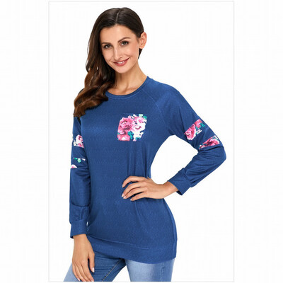 

Round collar long sleeve comfortable pullover sports leisure sweatshirt