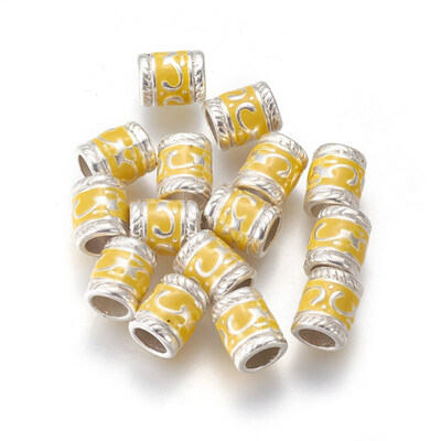 

Alloy European Beads Enamel Tube Silver Color about 7mm wide 85mm long hole 5mm