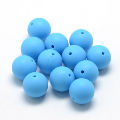 

Food Grade Environmental Silicone Beads Chewing Beads For Teethers DIY Nursing Necklaces Making Round DeepSkyBlue 12mm Hole