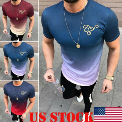 

Fashion Mens Muscle Tee T-shirt Casual Tops Slim Fit O Neck Short Sleeve Blouse