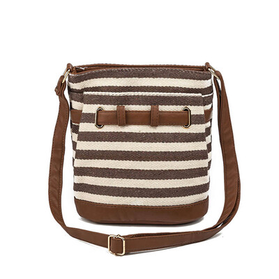 

Tailored Stripe Canvas Tote Bags Women Shoulder Bag Handbags Postman Package BK