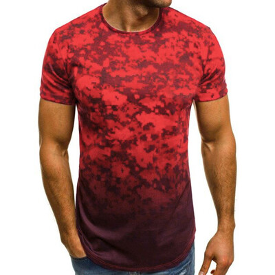 

Toponeto Mens Summer Slim Casual Print Camouflage O-Neck Fit Short Sleeve Top Blouse