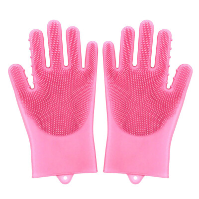 

Toponeto Magic Reusable Silicone Gloves Cleaning Brush Dishwashing Gloves Heat Resistant