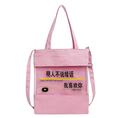 

Fashion Canvas Bag Women Shoulder Bag Chic Transparent Handbag Tote Bag