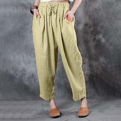 

Plus Size Women Pure Color Wide Leg Pants Solid Trousers Loose Casual Pants