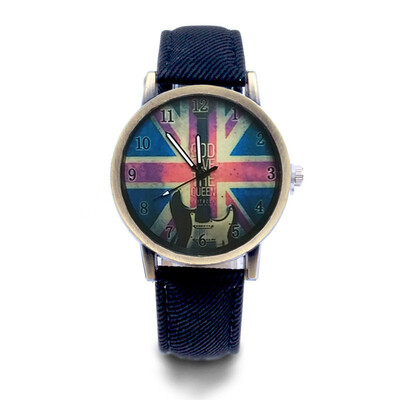 

Bronze flag watch rice flag flag British flag guitar universal watch denim fashion watch