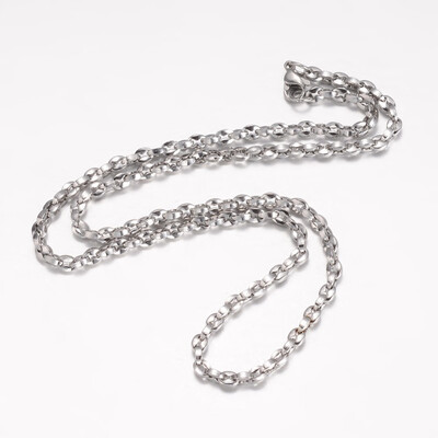 

304 Stainless Steel Necklace Makings Cross Chains with Lobster Claw Clasps Stainless Steel Color 1969"500mm 37mm
