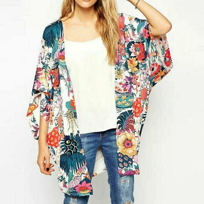

Womens Vintage Floral Loose Shawl Long Kimono Cardigan Boho Jacket Coat Shirt
