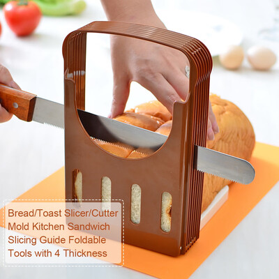 

BreadToast SlicerCutter Mold Kitchen Sandwich Slicing Guide Foldable Tools with 4 Thickness Bread ToolBread Cutter