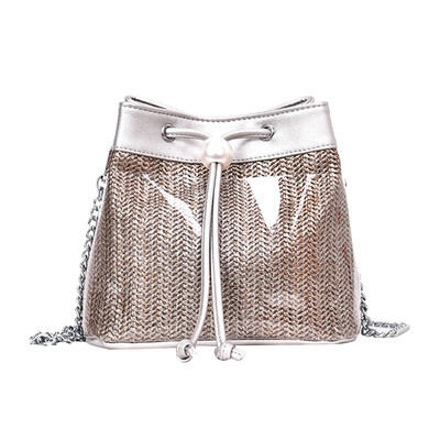 

Women Small Bucket Bags PVC Transparent Totes Composite LeatherChain Messenger Bag Female Clear Jelly Handbags Bolso Mujer T30