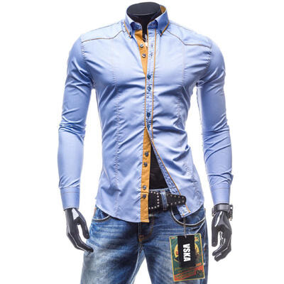 

Men Shirt 2018 Fashion Brand Mens Cuff Solid Color Long-Sleeved Shirt Male Camisa Masculina Casual Slim Shirts