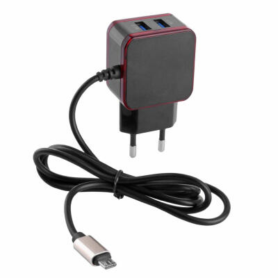 

2 Ports USB Charger 5V 31A Wall Adapter with Micro USB Data Charging Cable