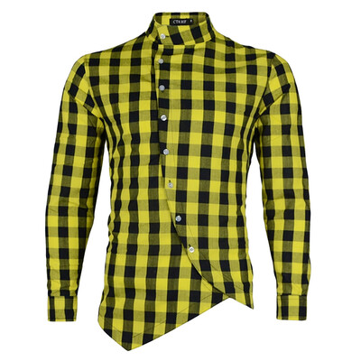 

Toponeto Mens Long Sleeve Lattice Plaid Painting Large Size Casual Top Blouse Shirts