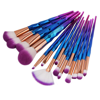 

Toponeto New Arrival 15Pc Mermaid Foundation Eyeshadow Contour Eye Lip Makeup Brushes Set