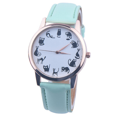 

New Fashion Women Watches montre femme Casaul Cat Pattern Leather Band Quartz Watches Women Relogio Feminino Bayan Kol Saati