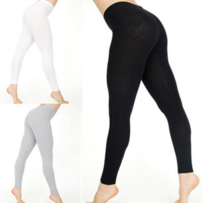 

Women Cotton White Black Solid Color Skinny Stretchy Pants Casual Yoga Leggings