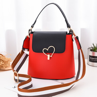 

New girl fresh&simple contrast color small bag square box love wide shoulder strap shoulder diagonal package