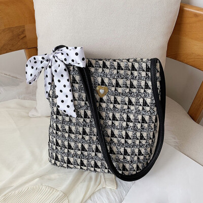 

Tailored Fashion Women Linen Rhinestone Zipper Shoulder Bag Bow HandBag Shopping Bag