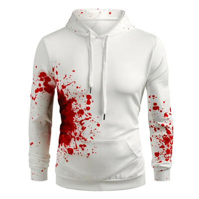 

Toponeto Halloween Women Men Couples Blood Print Long Sleeve Hoodie Sweatshirt Pullover