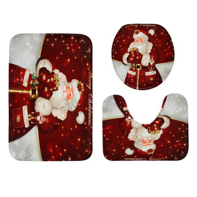 

3pcs Non Slip Christmas Santa Claus U Shape Square Mat Toilet Seat Cover