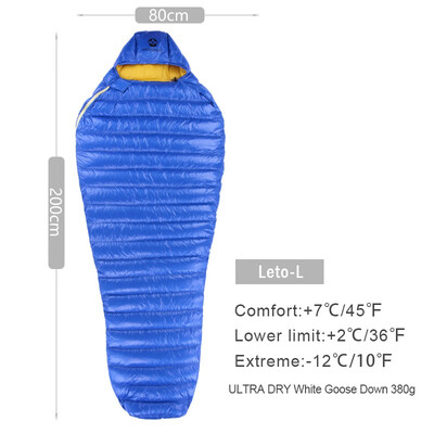 

AEGISMAX Outdoor Camp Ultra Dry White Goose Down Sleeping Bag 700FP Mummy Type Sleeping Gear Water Repellent Down
