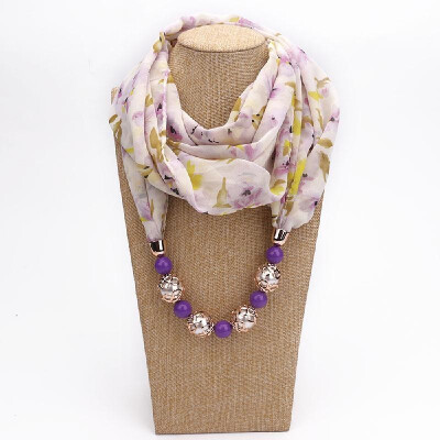 

Fashionable Elegant Pendant Scarf Necklace Bohemia Chiffon Scarves Pendants Jewelry Foulard Female Accessories For Women Multicolo