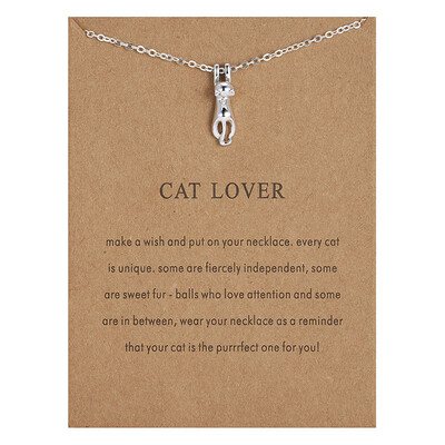 

Fashion Jewelry Cute Cat Lover Necklace & Pendant For Women Gift For Women Gold Silver Cat Pendant Short Chain Necklace