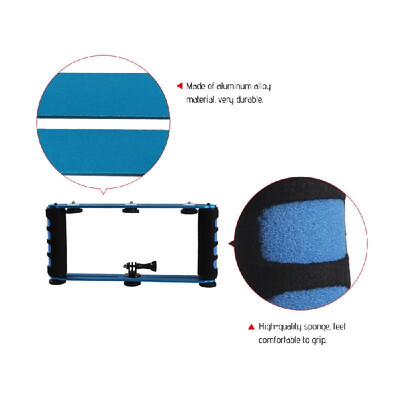 

Aluminium Alloy Dual Handheld Grip Selfie Stick 14 Inch Screw Mounts Handgrip for Phone DSLR ILDC Action Camera Blue