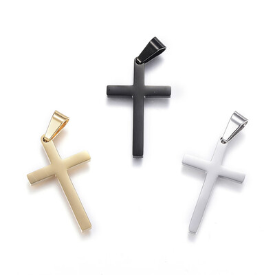 

304 Stainless Steel Pendants Cross Mixed Color 32x20x2mm Hole 8x4mm