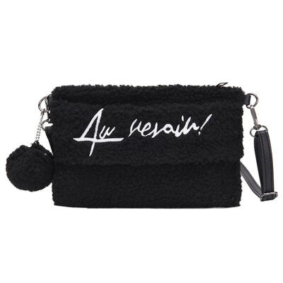 

Fashion Women Pompom Pendant Shoulder Bags Letter Print Crossbody Bag Gift