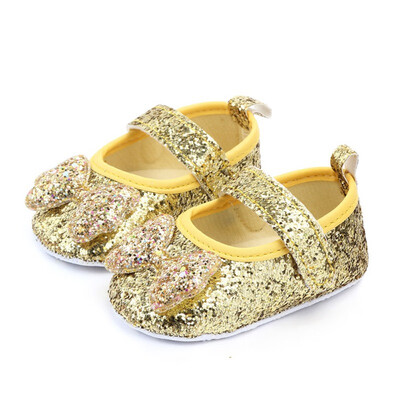 

Autumn Baby Girl First Walkers Anti-Slip Casual Walking Shoes Sequin Bow Design Sneakers Soft Soled