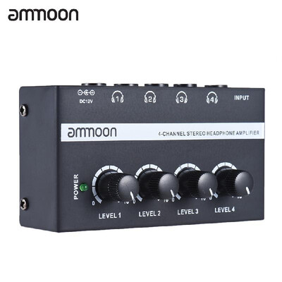 

ammoon HA400 Ultra-compact 4 Channels Mini Audio Stereo Headphone Amplifier with Power Adapter
