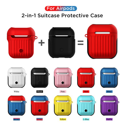 

Airpods Protective Case for AirPods 1 Wired 2-in-1 Silicone Suitcase Creative Anti-fall Shockproof Protective Case Purple