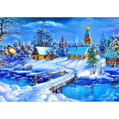 

5D DIY Diamond Painting Snow View Cross Stitch Embroidery Rhinestones Kits
