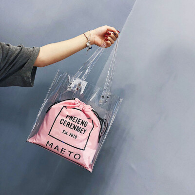 

Tailored Womens Fashion Transparent Shoulder Bag Bundle Pocket Handbag Beach Bag