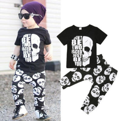 

2PCS Toddler Kids Baby Boy Skull T-Shirt Tops Harem Pants Outfits Clothes 1-6T