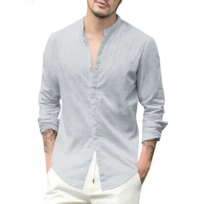 

Mens Linen V Neck Long Sleeve Basic Tee T-shirt Casual Tops Blouse S-XL