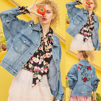 

Roseonmyhand Womens Vintage Washed Boyfriend Denim Jacket Long Sleeve Outerwear Coat