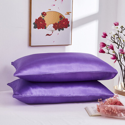 

Gobestart Simple Pillowcase Satin Silk Solid Color Bedding Envelope Closure Pillowcases