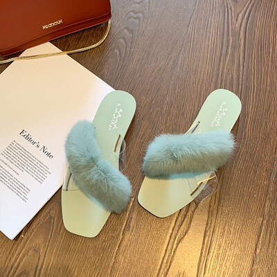 

Hanban fairies wear wool slippers Ladies wear cross-transparent sandals&flat-soled slippers in summer